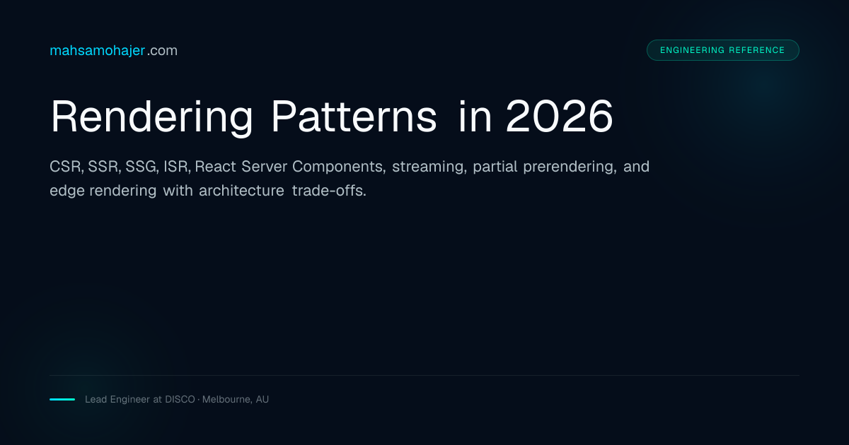 React Rendering Patterns in 2026: CSR, SSR, SSG, ISR, RSC, Streaming ...